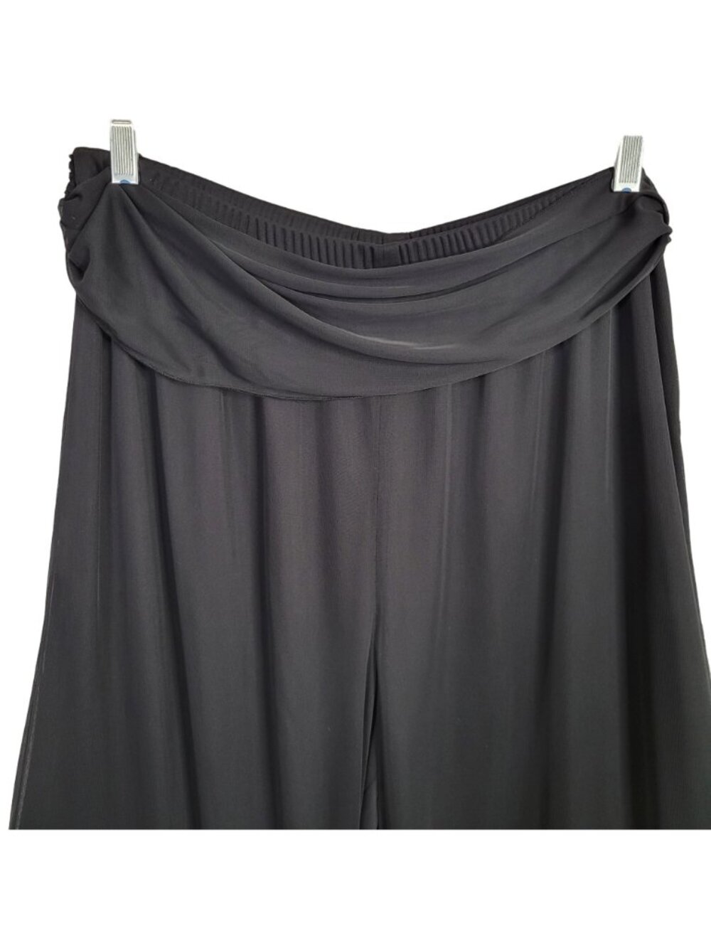Connected Woman Size 18W 20W Pants Dressy Flowy Chiffon Palazzo Wide-Leg Black - Picture 3 of 11